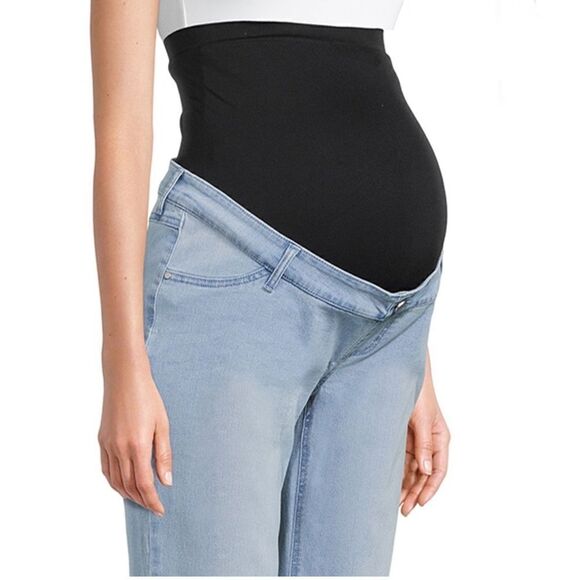 Women's Maternity Crop Flare Frayed Hem Jeans Pants Size L - Picture 7 of 9